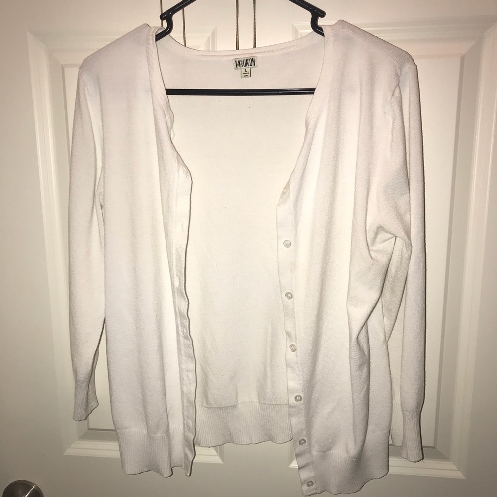White button up cardigan